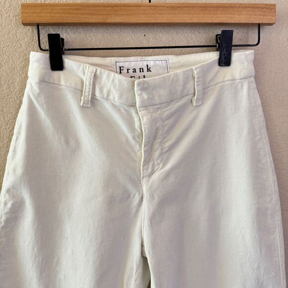 Frank & Eileen Kinsale White Pants Size 2 Raw Hem Cotton Corduroy Stretch - Picture 3 of 16